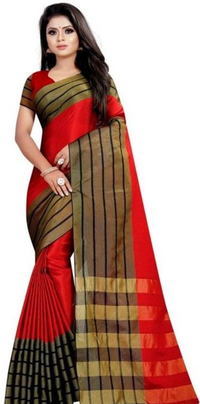 Woven Arani Pattu Cotton Silk Saree  (Pink)