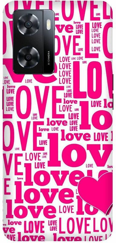 Dimora Back Cover for OPPO A 57e ,LOVE LOVE HEART PINK LOGO  (Multicolor, Hard Case, Pack of: 1)