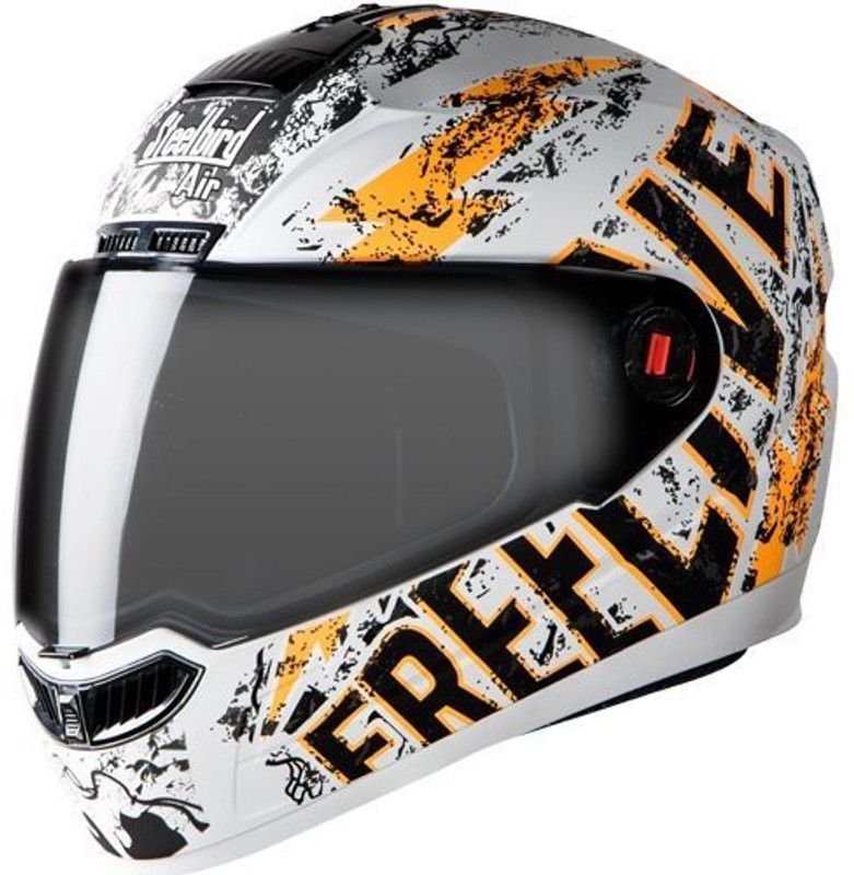 Steelbird SBA-1 Free Live Motorbike Helmet  (White, Orange)