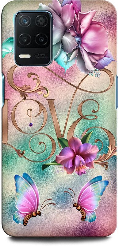ORBIQE Back Cover for Realme Narzo 30 5G LOVE, FLOWER, HEART, COUPLE, BIRD, ROSE, BUTTERFLY  (Multicolor, Hard Case, Pack of: 1)