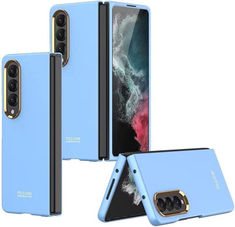 Vshop Back Cover for Samsung Galaxy Z Flip 4 5g, Premium Thin Hard PC with Metal Lens Protection  (Blue, Camera Bump Protector, Silicon, Pack of: 1)