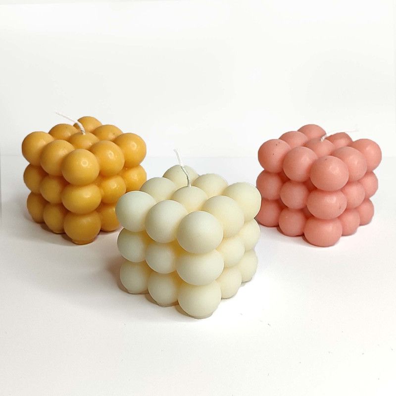 Rainbow Arts Set of 3 Bubble Shape Scented Candles for Home Decoration - decorative Candles for Gifting - Vanilla Scented 100 % Soy Wax Candles  (3 ml)