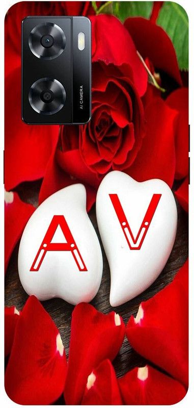Dimora Back Cover for OPPO A 57e, A LOVES V NAME A NAME V LETTER ALPHABET A LOVE V NAME  (Red, Hard Case, Pack of: 1)