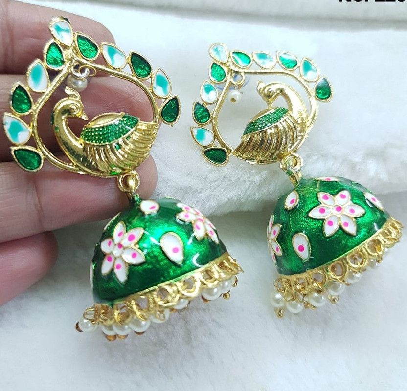 Heavy peacock earrings Cubic Zirconia Zinc Jhumki Earring