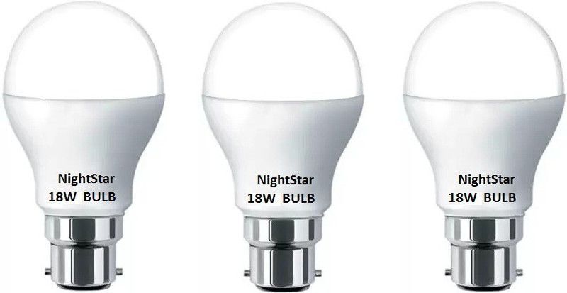 Nightstar 18 W Round B22 LED Bulb  (White, Pack of 3)