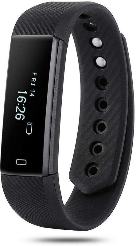 Crowdpex ID115 Fitness Smart Band  (Black Strap, Size : Free Size)