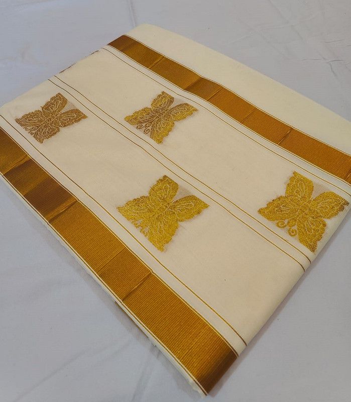 Woven Kasavu Pure Cotton Saree  (Beige)