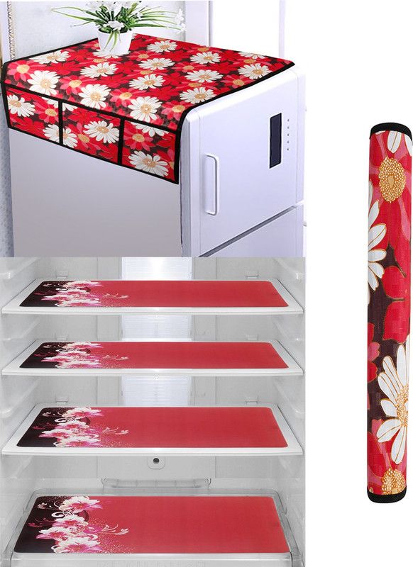 Wishland Fridge Mat  (Width: 53.34 cm, Red, Black)