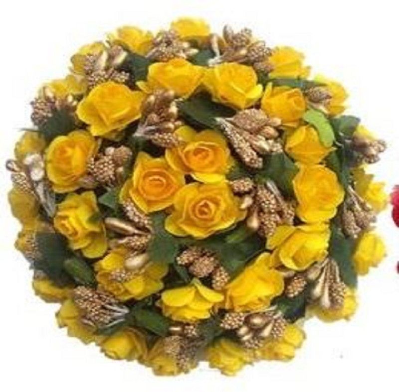 Arosha Beautiful Rose Gajra Flower Bun For Women Wedding/Bridal Pack Of 1 (Yellow) Bun  (Multicolor)