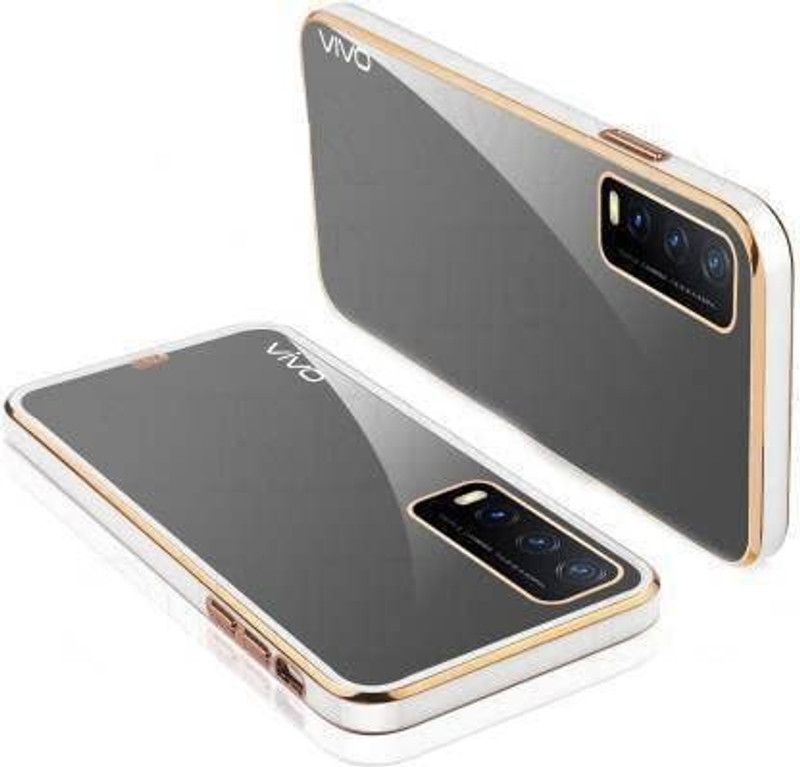 Urban Tech Back Cover for Vivo Y12 |Electroplated Silicon Golden Plating Crystal Clear Case |  (White, Grip Case, Pack of: 1)