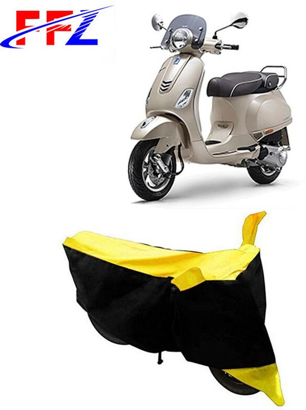 FFZ Waterproof Two Wheeler Cover for Vespa  (Elegante 150, Black, Yellow)