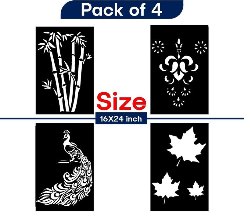 Jazzika Classy Peacock", "Maple Leaf" Design Sutable For Home Wall Decor Stencil  (Pack of 4)