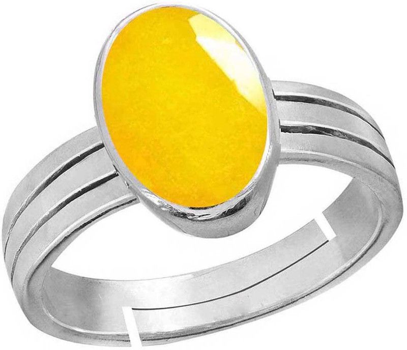 Yellow Sapphire (Pukhraj) 9.25 Ratti or 8.50 Ct Gemstone Men bis Hallmark 925 Sterling Silver Ring