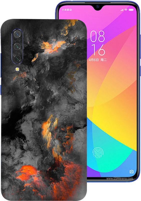 WeCre8 Skin's Xiaomi Mi 9 Lite Mobile Skin  (Black Clouds Multicolor Premium Quality Mobile Skin With Cleaning Wipe)
