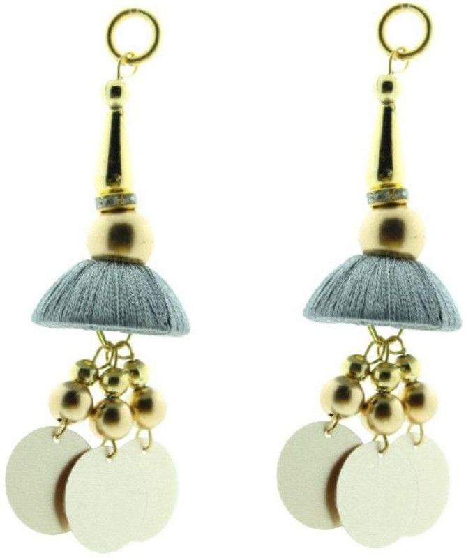 Fashionhaat Stylish Women's Grey Silk Thread Ethnic Work Dome shaped Hanging Latkan for Saree Blouse Dupatta Lehenga Set of 2 Brooches (Grey & Golden) Brooch  (Grey)