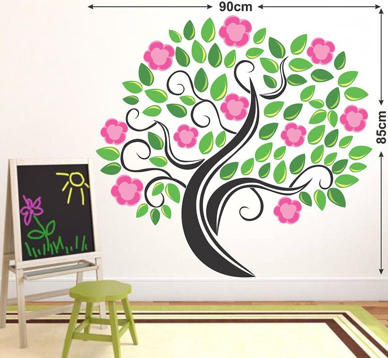 Tuffuk 90 cm Green Tree |Self Adhesive | Wall Stickers | PVC Vinyl | Non-Reusable | Self Adhesive Sticker  (Pack of 1)