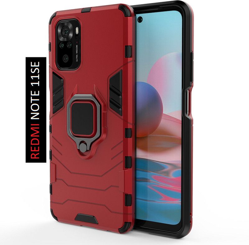 Vkmei Back Cover for Redmi note 11 SE, Redmi Note 10/10s  (Red, Ring Case, Pack of: 1)