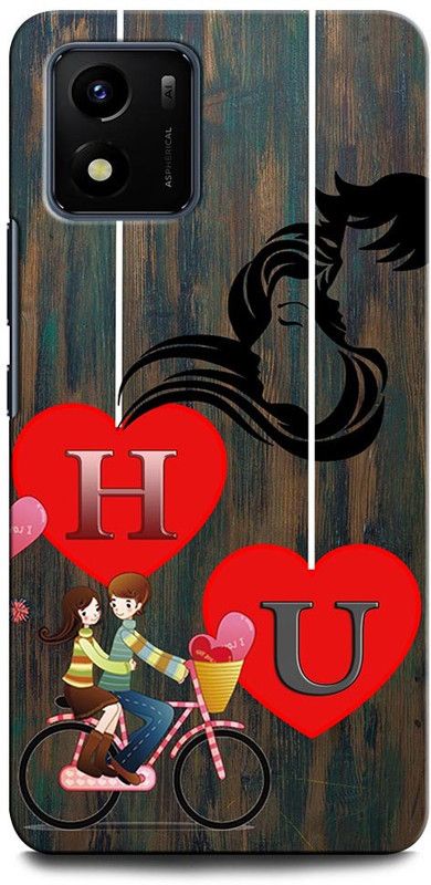 ORBIQE Back Cover for Vivo Y15s HU, H LOVE U, U LOVE H, H LETTER, U LETTER, HU NAME  (Multicolor, Hard Case, Pack of: 1)