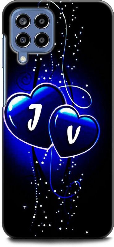 WallCraft Back Cover for SAMSUNG Galaxy M33 5G J V, J LOVES V, NAME, ALPHABET, JV LOVE, HART, BLUE  (Multicolor, Dual Protection, Pack of: 1)