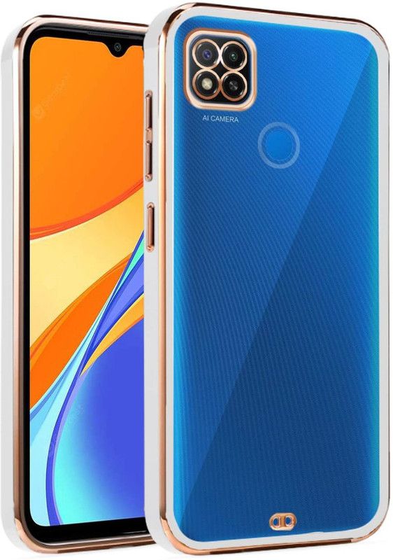 Urban Tech Back Cover for Xiaomi Redmi 10A |Electroplated Silicon Golden Plating Crystal Clear Case |  (White, Grip Case, Pack of: 1)