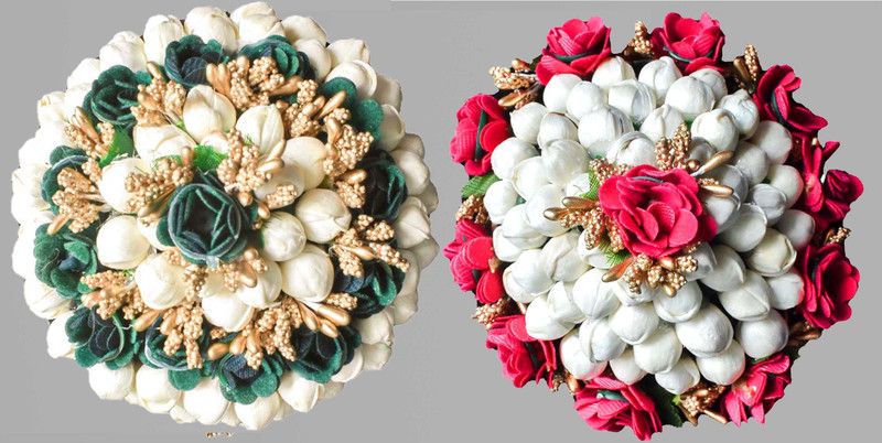 Arosha Combo Flower Gajra Juda Bun for Girls & Woman Pack -2 Bun (Multicolor) Bun  (Multicolor)