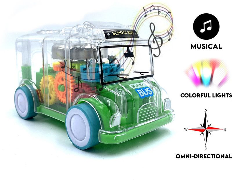SMAHI Musical Mini Bus With Light And Omni-Directional  (Multicolor)