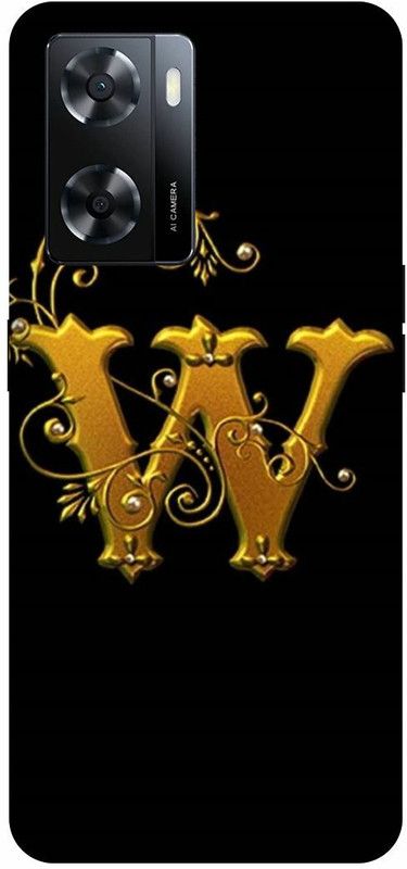 Dimora Back Cover for OPPO A 57e, W WITH LETTER ALPHABET  (Black, Hard Case, Pack of: 1)