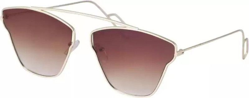 UV Protection, Toughened Glass Lens Aviator Sunglasses (42)  (For Men & Women, Brown, Golden)