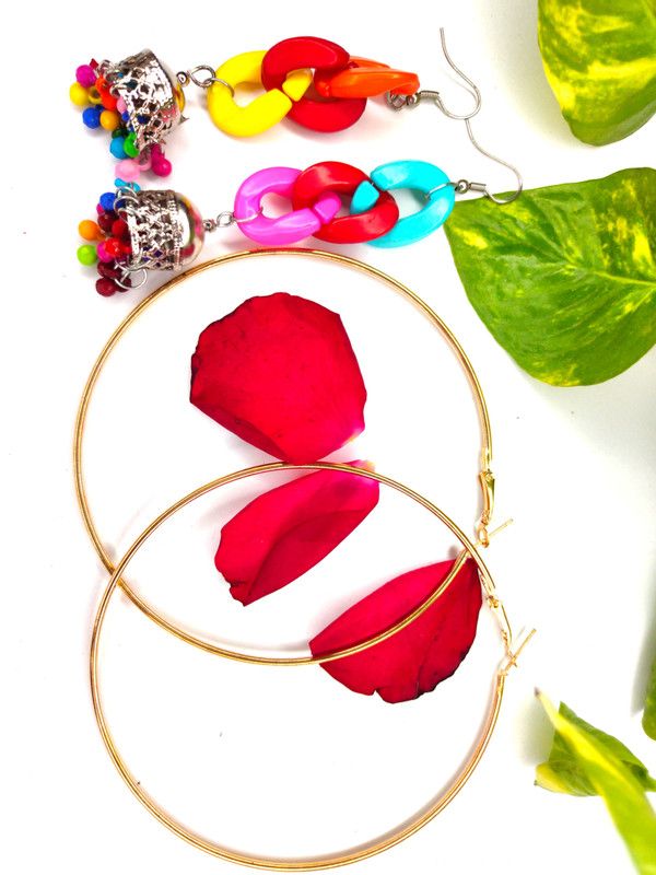 COMBOS GOLDEN ROUND AND JHUMKA EARRINGS Metal Jhumki Earring