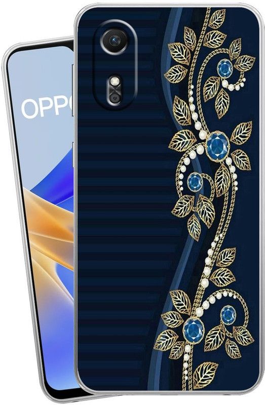 Mitvaa Back Cover for Oppo A17  (Blue, Gold, Silicon, Pack of: 1)