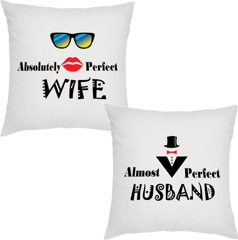 ME&YOU Polyester Fibre Printed Decorative Cushion Pack of 2  (White)