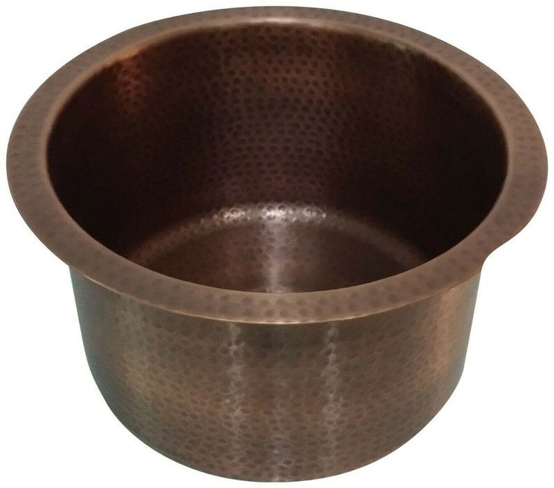 Coppersmith Creations Round Copper Bar Sink Under-mount Sink Under Counter Basin  (Dark Antique)