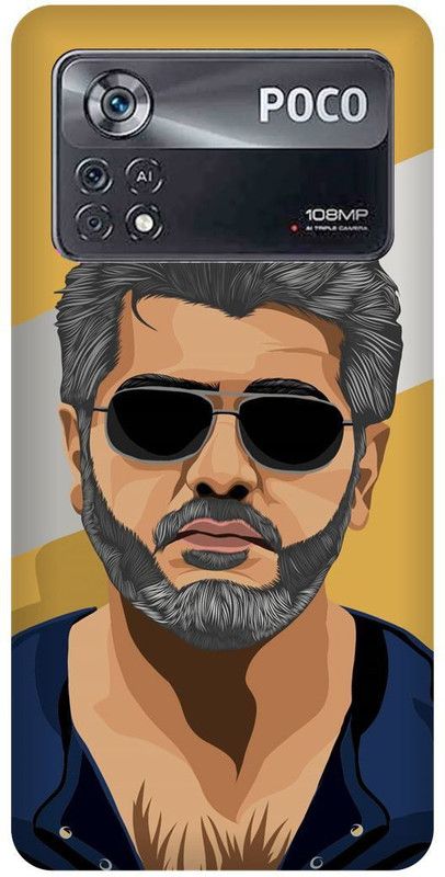 FRONK Back Cover for POCO X4 Pro 5G, AJITH, KUMAR, SOUTH, ACTOR, HERO  (Yellow, Hard Case, Pack of: 1)