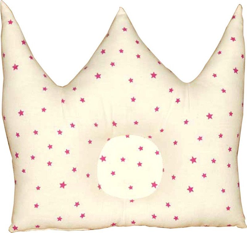 Oscar Home Polyester Fibre Crown Shape Bed/Sleeping Pillow Pack of 1  (Red, Cream)