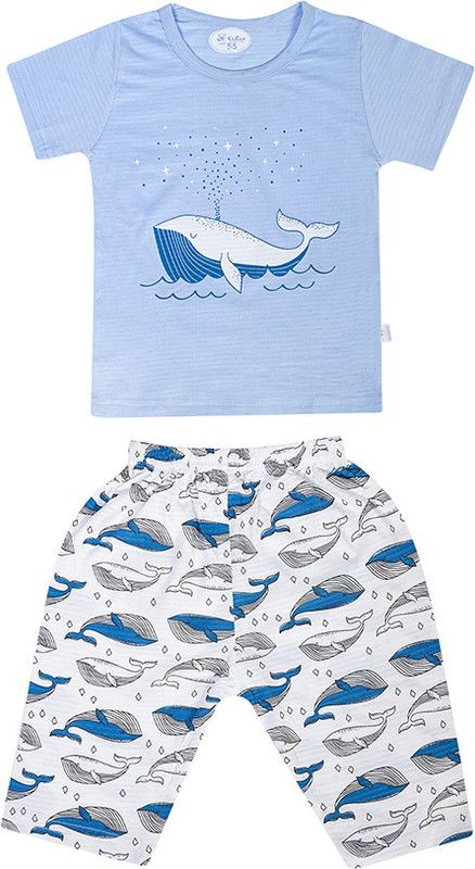Baby Boys & Baby Girls Printed Pure Cotton Kids Nightwear  (Blue Pack of 1)