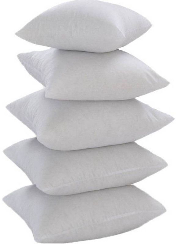 royal aditya Polyester Fibre Solid Back Cushion Pack of 5  (White)