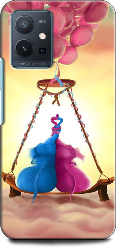 Wall Art Back Cover for Vivo T1 (5G) Play Together, Happy Banner, Child playing  (Multicolor, Dual Protection, Pack of: 1)