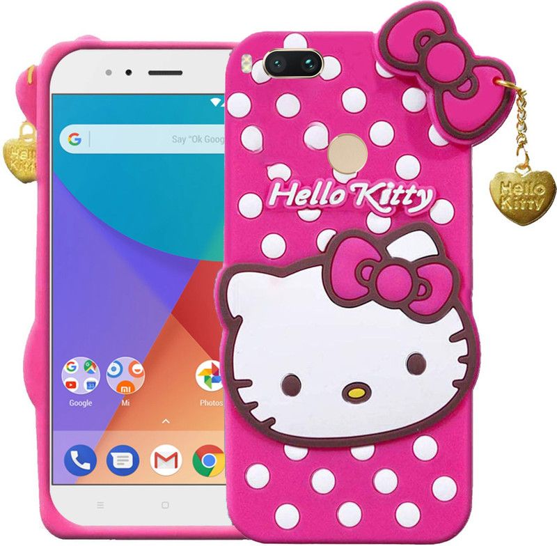 Wowcase Back Cover for Mi A1, 3D Cute Doll, Cute Hello Kitty Case, Soft Girl Back Cover with Pendant  (Pink, 3D Case, Pack of: 1)
