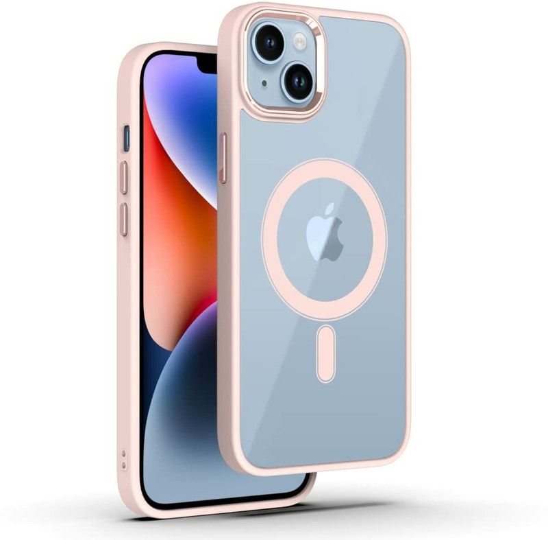 STOROHOLIC Back Cover for iPhone 14 Plus Case Cover Magnetic, MagSafe Case  (Pink, White, Magnetic Case, Pack of: 1)