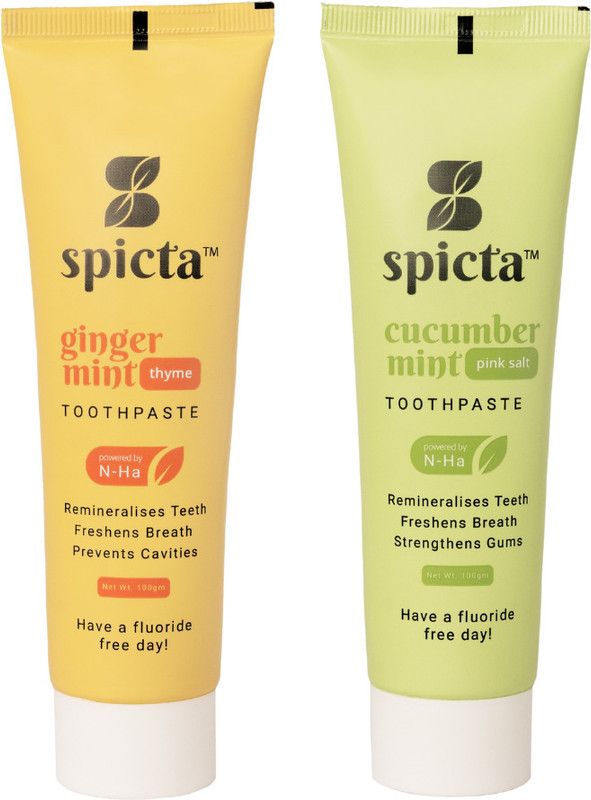 SPICTA Cucumber Mint & Ginger Mint Toothpaste Combo Pack Toothpaste  (100 g, Pack of 2)
