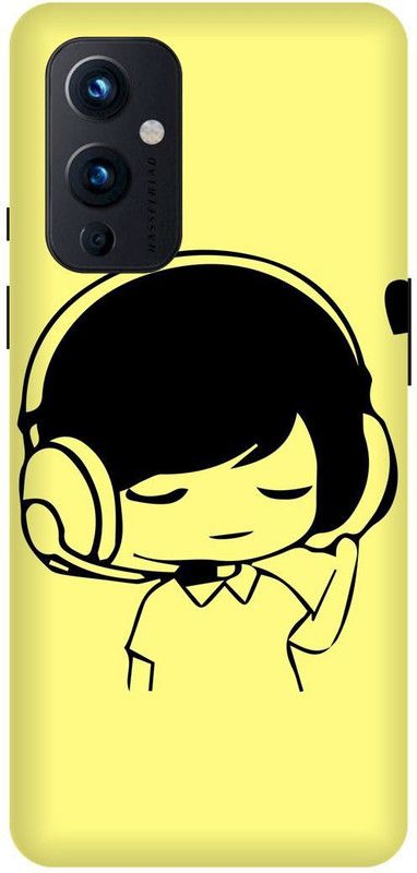 FRONK Back Cover for OnePlus 9 5G, LE2111, CUTE, BOY, LOVELY, BOY, HEADPHONE, YELLOW, LOVE, COUPLE  (Yellow, Hard Case, Pack of: 1)