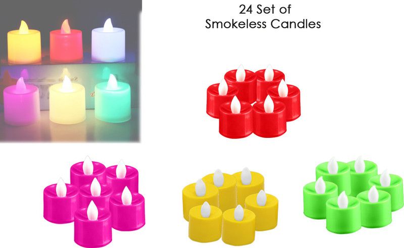 SAFESEED 24 PCS Multicolor Flameless Color Changing Tea Light led candle Candle  (Multicolor, Pack of 24)