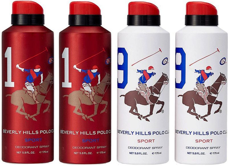 BEVERLY HILLS POLO CLUB 1 and 9 Combo Set of 4 Deodorant Spray - For Men  (700 ml, Pack of 4)