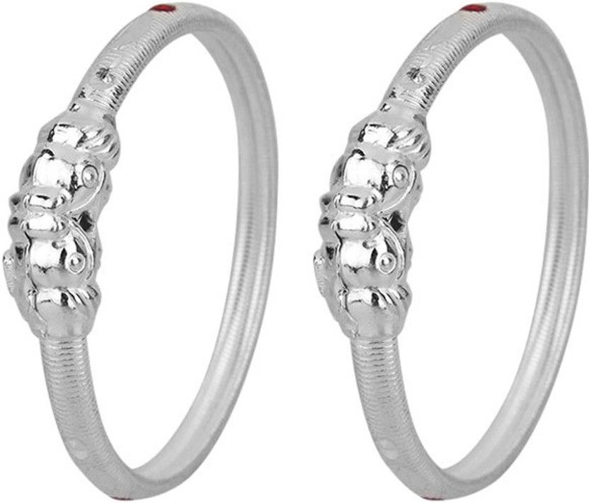Silver Platinum Bangle Set  (Pack of 2)