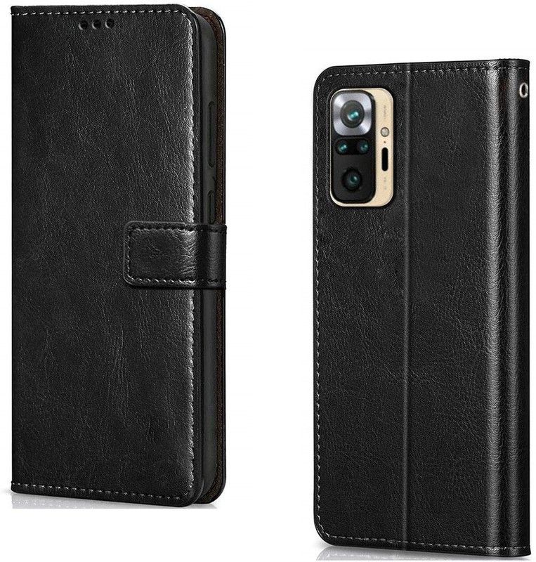 Coverage Flip Cover for Mi REDMI Note 10S  (Black, Dual Protection, Pack of: 1)