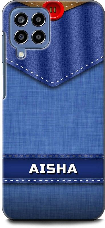 WallCraft Back Cover for SAMSUNG Galaxy M33 5G AISHA NAME, A, LETTER, BLUE, JEANS, ALPHABET, DESIGN  (Multicolor, Dual Protection, Pack of: 1)
