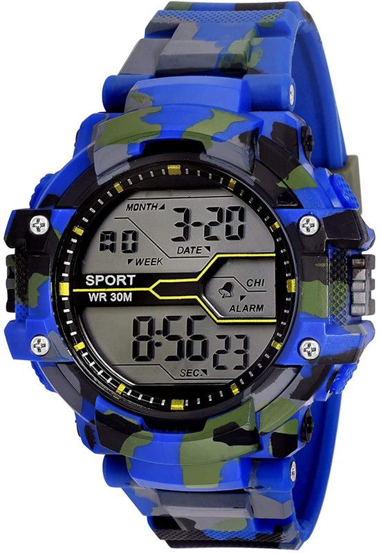 Digital Watch - For Men Army Blue 7 Light Digital Watch