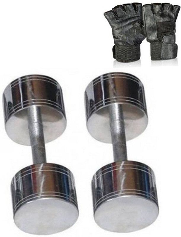 Y2M Pair of 4 KG X 2 Steel Dumbbells With Gym Gloves Dumbbell Kit Kit
