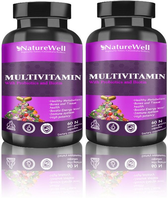 Naturewell Multivitamin, Multiminerals, for daily health, Nutrition (Purple)(120 capsules)  (2 x 60 No)