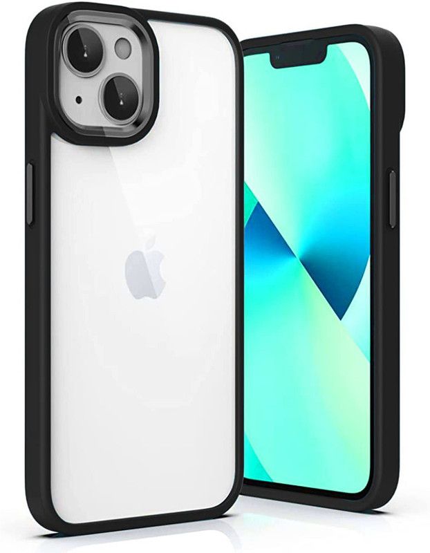 Vshop Back Cover for Slim Transparent TPU Bumper Cover for iPhone 14 Plus 6.7 inch Hybrid Shockproof Case  (Black, Camera Bump Protector, Pack of: 1)